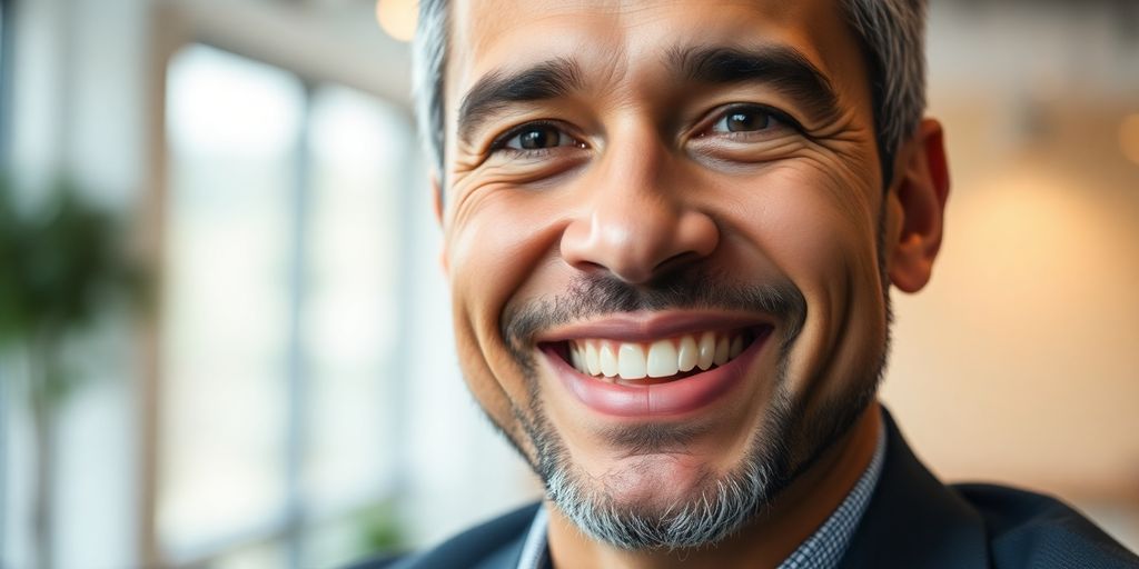 Mynd af fjárfesti með bros á vör