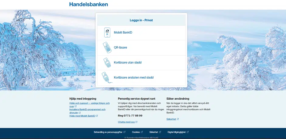 Bankens säkra inloggningssida där kunden identifierar sig för att slutföra den digitala ansökan.