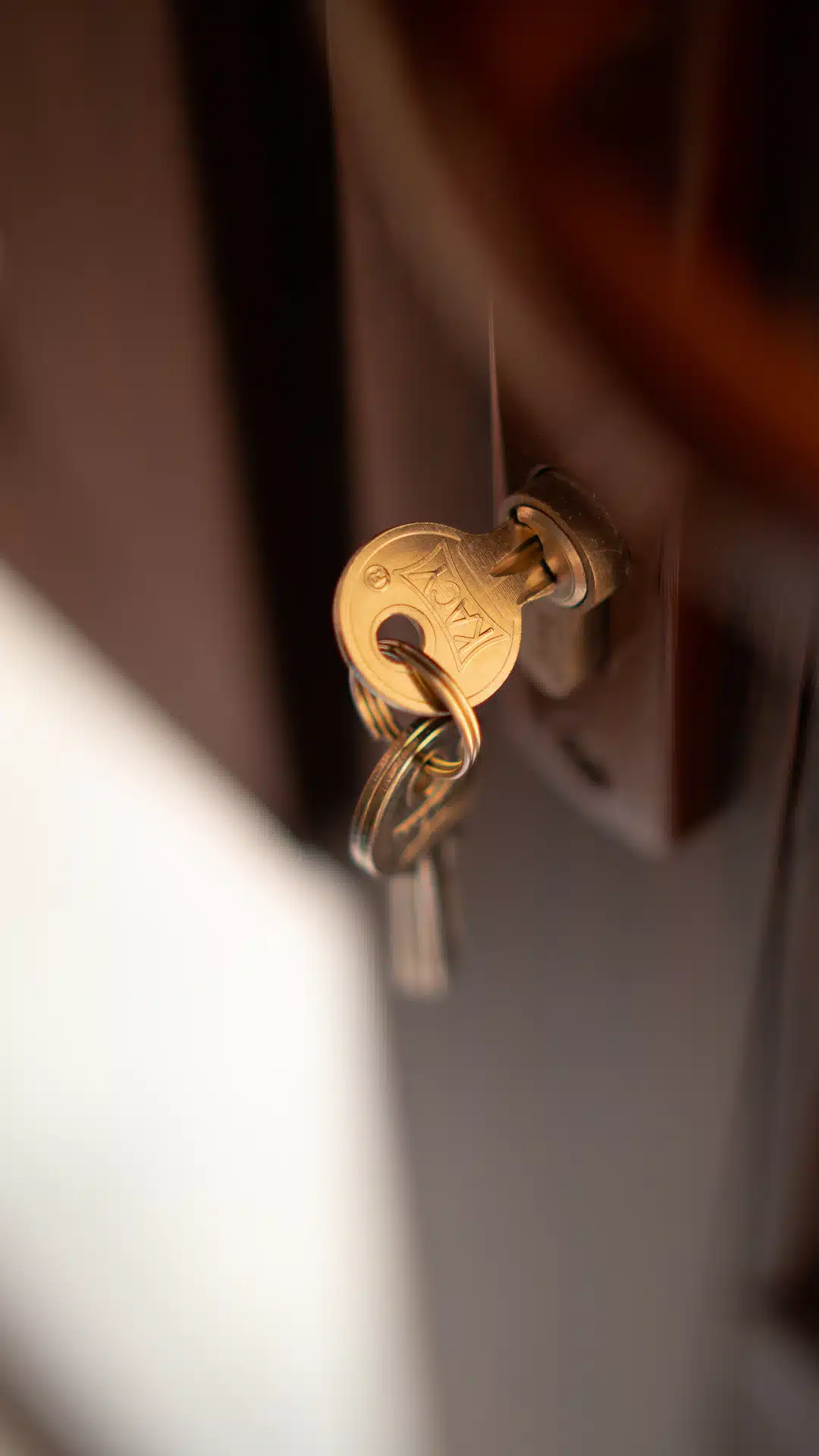 a close up of a key on a door