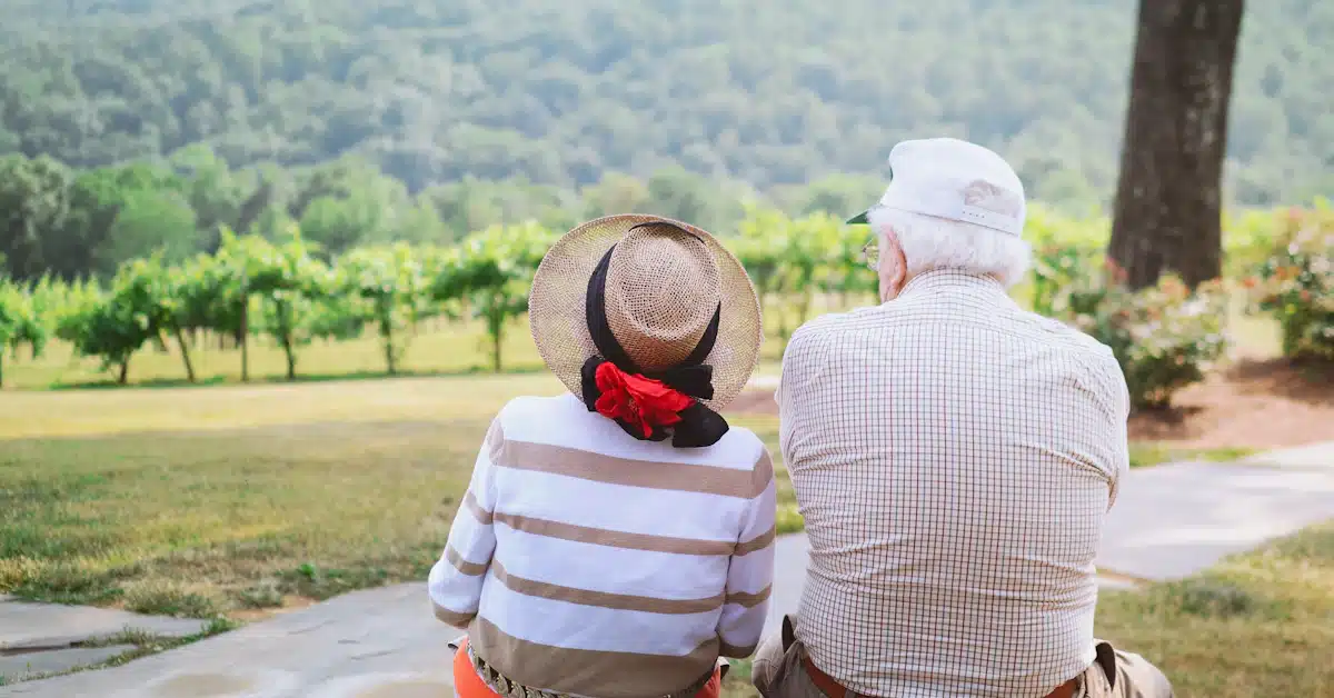 couple sitting on pathway