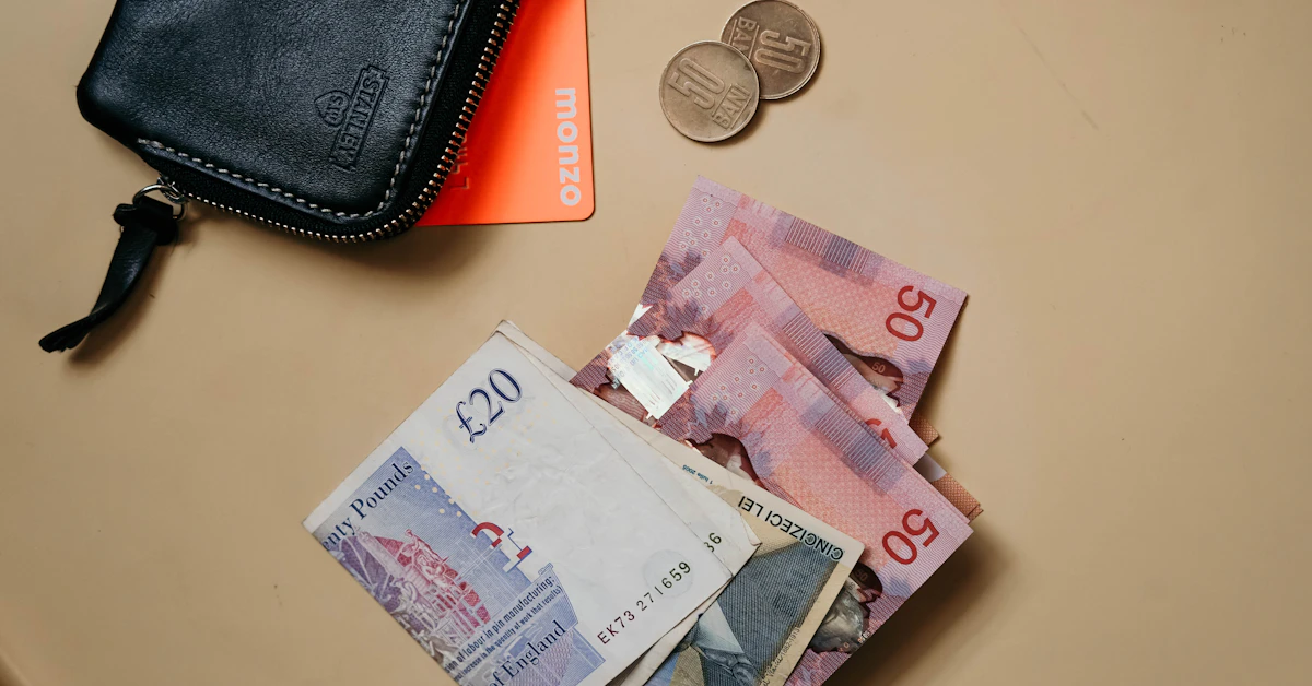10 and 20 banknotes on white table